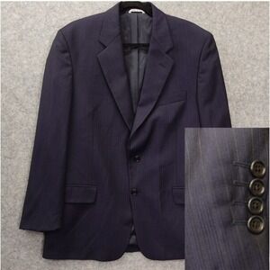 Vintage Pinstripe Structured Wool Blazer Mens 42R Blue Comero Super 100s Italian